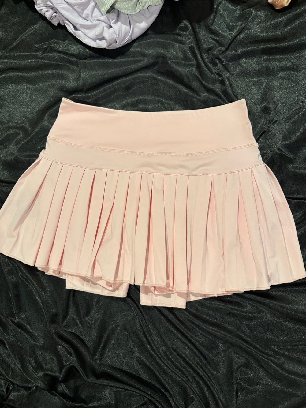 Women's Pleated Light Pink Skater Skirt with Built-In Shorts